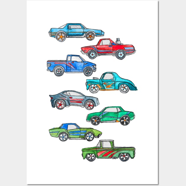 Toy Car Pile Up Wall Art by micklyn